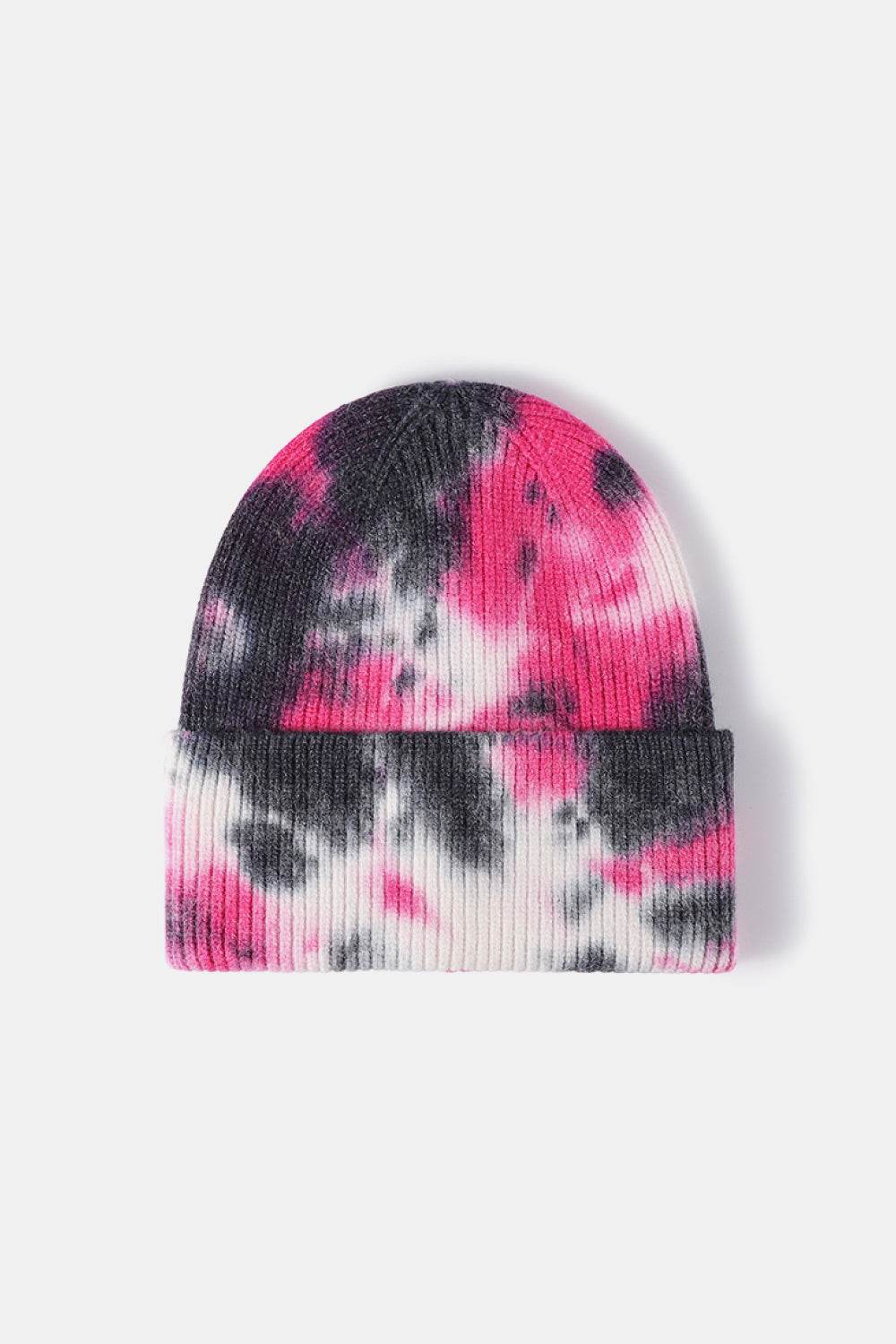 Tie-Dye Cuffed Rib-Knit Beanie Hat - Hovatok