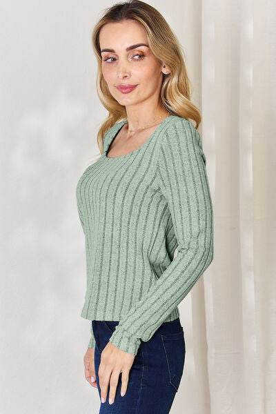 Basic Bae Full Size Ribbed Long Sleeve T-Shirt - Hovatok