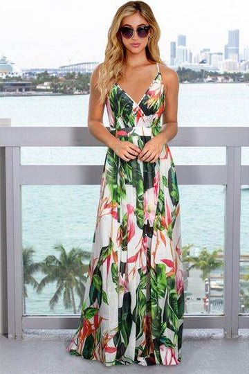 Crisscross Printed Surplice Cami Dress - Hovatok