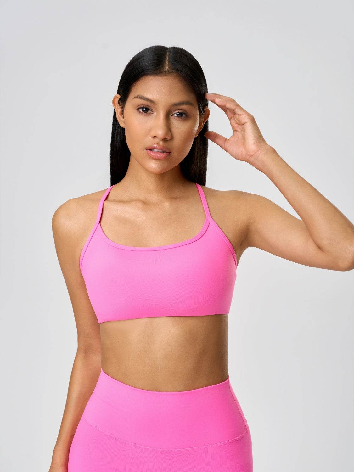 Millennia Crisscross Back Scoop Neck Active Cami with Detachable Chest Pads - Hovatok