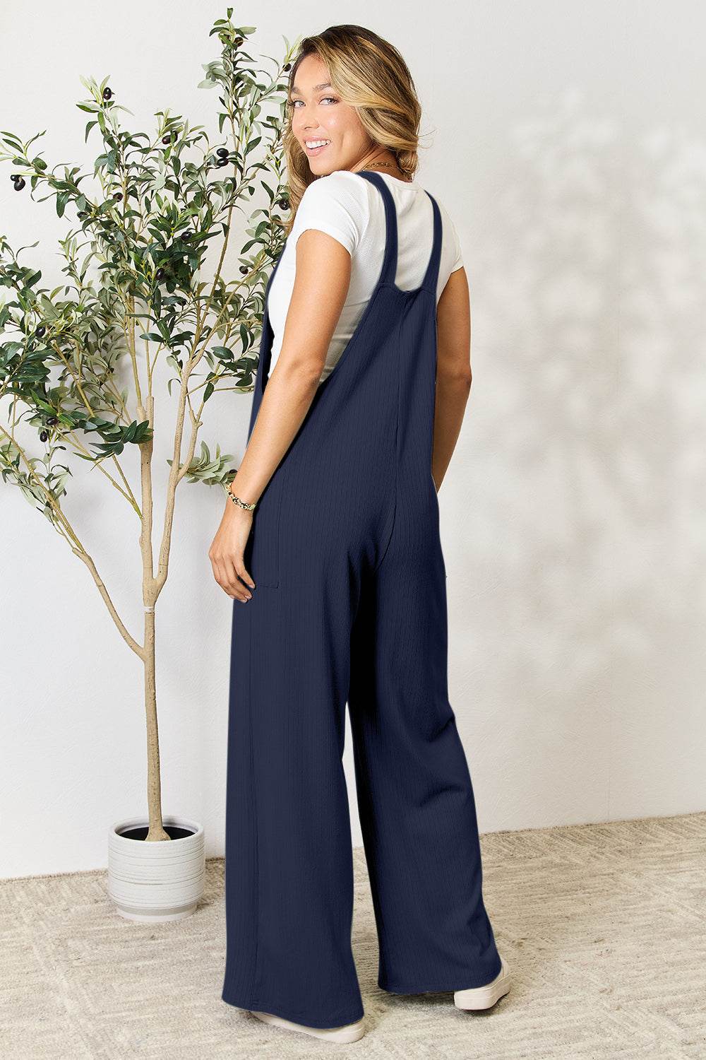 Double Take Full Size Wide Strap Overall with Pockets - Hovatok