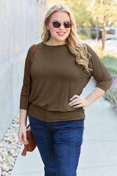 Basic Bae Full Size Round Neck Batwing Sleeve Top - Hovatok