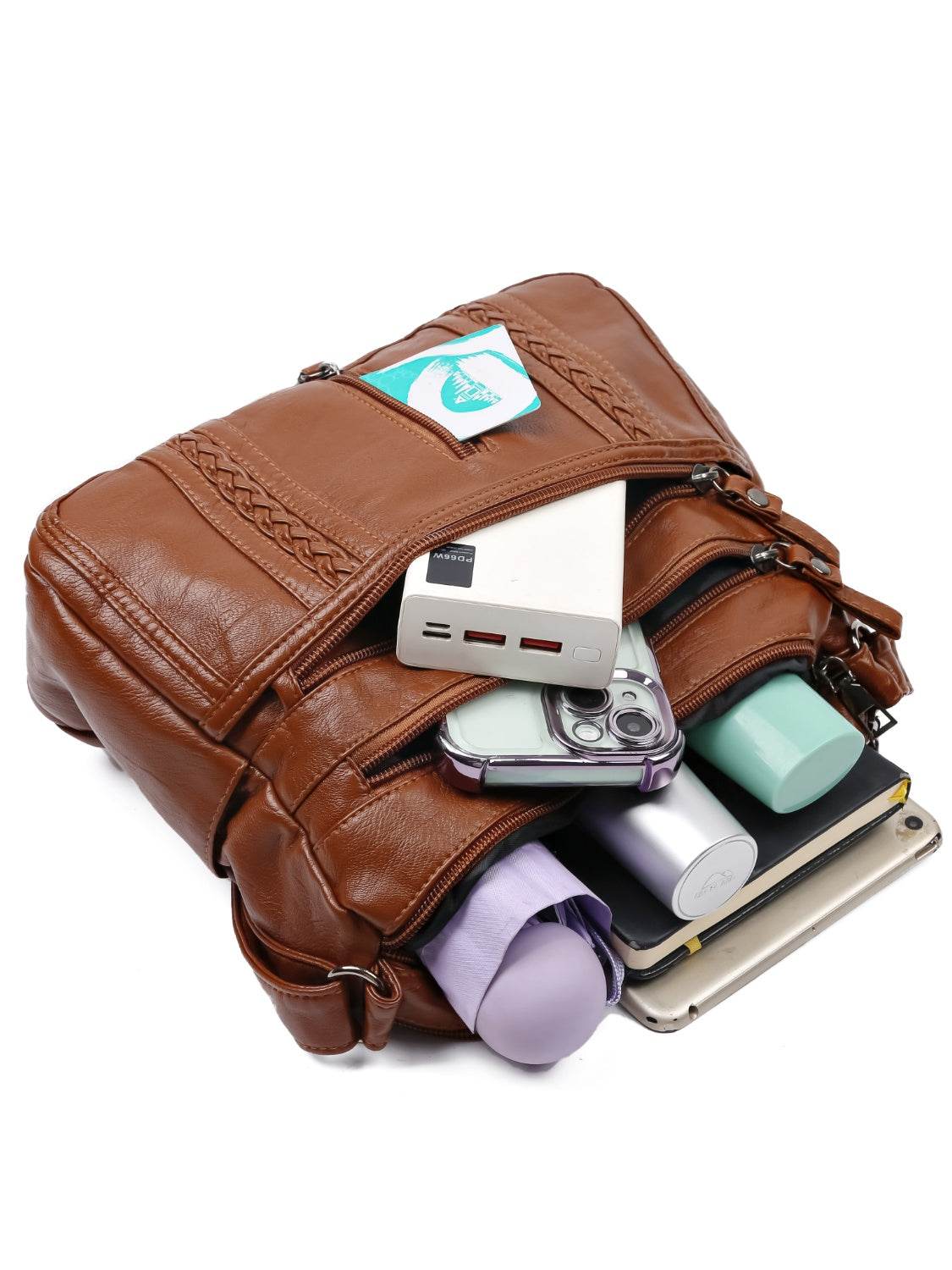 PU Leather Adjustable Strap Shoulder Bag - Hovatok