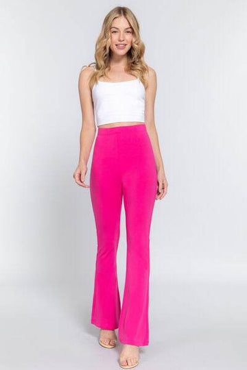 ACTIVE BASIC Waist Elastic Slim Flare Yoga Pants - Hovatok
