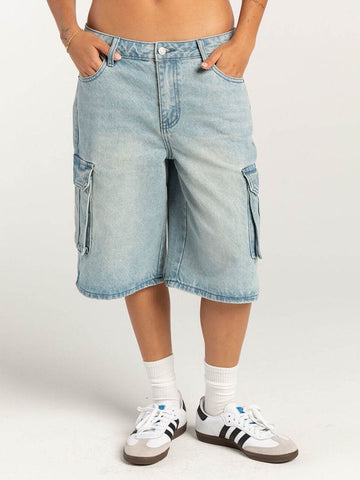 Mid-Rise Waist Denim Shorts with Pockets - Hovatok