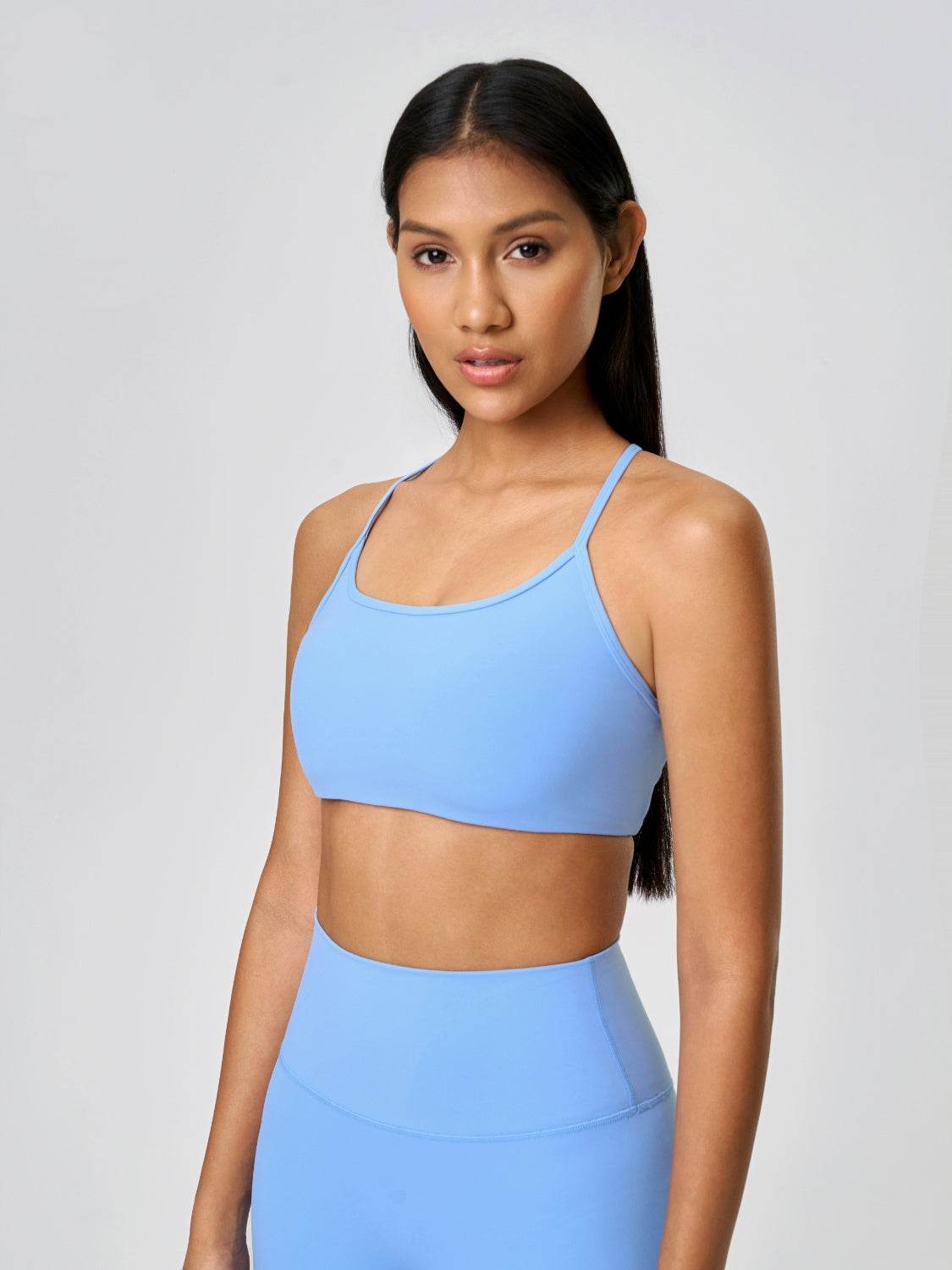 Millennia Crisscross Back Scoop Neck Active Cami with Detachable Chest Pads - Hovatok