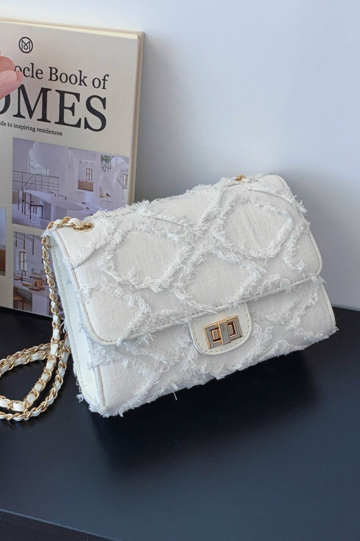 Raw Hem Denim Crossbody Bag - Hovatok
