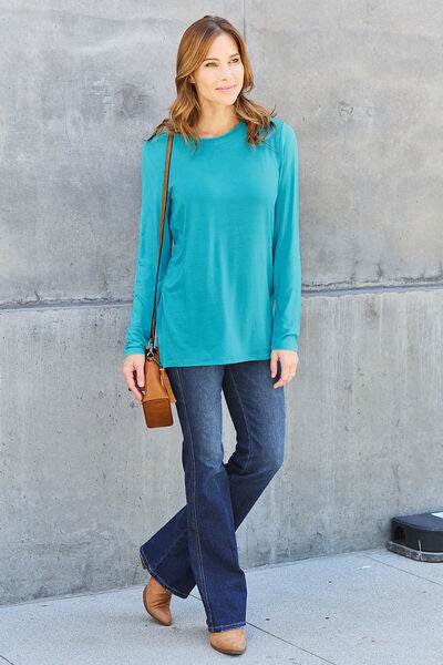 Basic Bae Full Size Round Neck Long Sleeve Top - Hovatok