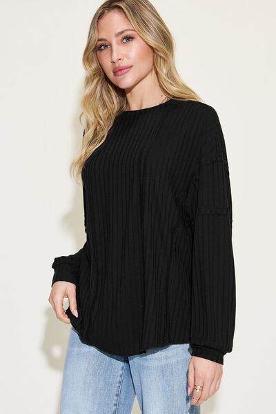 Basic Bae Full Size Ribbed Round Neck Long Sleeve T-Shirt - Hovatok