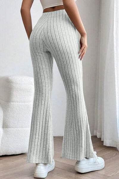 Basic Bae Full Size Ribbed High Waist Flare Pants - Hovatok