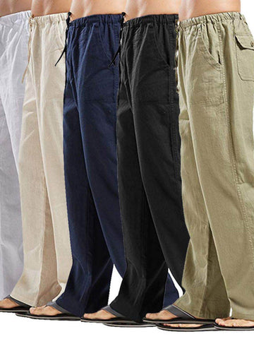 Men's Full Size Drawsting Straight Leg Pants Plus Size - Hovatok
