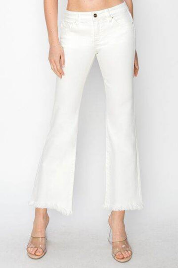 RISEN Full Size Tummy Control Crop Flare Step Hem Pants - Hovatok