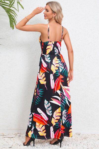 Printed Surplice Maxi Cami Dress - Hovatok