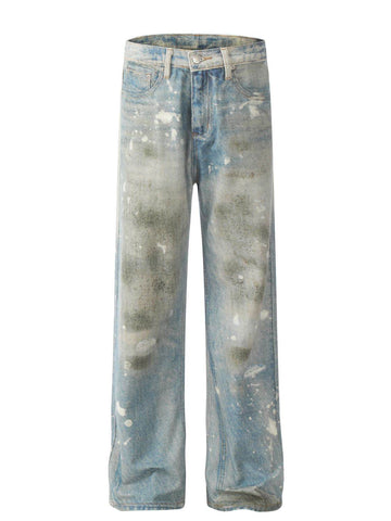Men's Waste Soil Style Straight Leg Jeans - Hovatok