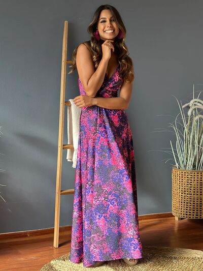 Twisted Printed V-Neck Cami Dress - Hovatok