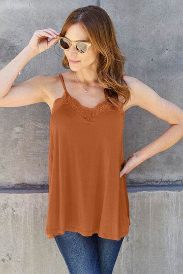 Basic Bae Full Size Lace Trim V-Neck Cami - Hovatok