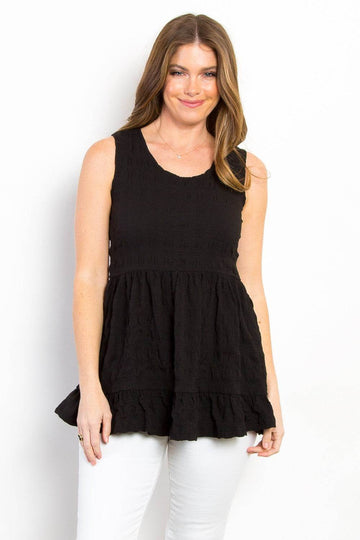 Be Stage Ruffled Sleeveless Babydoll Top - Hovatok