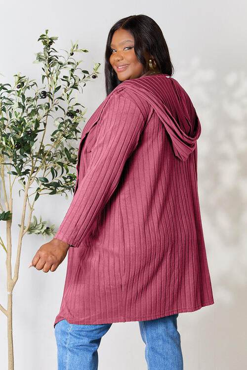 Basic Bae Full Size Hooded Sweater Cardigan - Hovatok