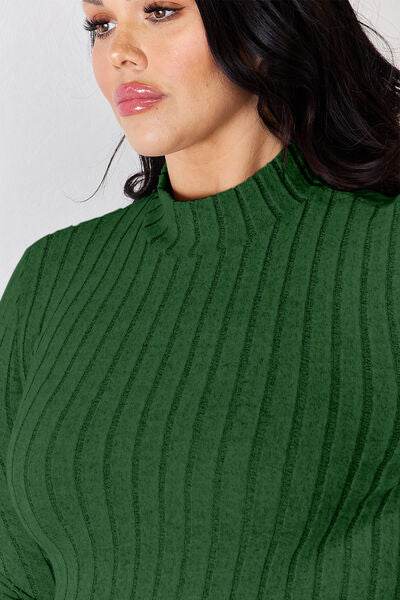Basic Bae Full Size Ribbed Mock Neck Long Sleeve T-Shirt - Hovatok