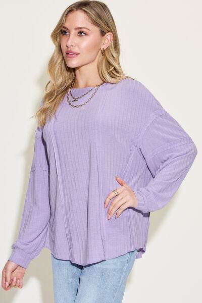 Basic Bae Full Size Ribbed Round Neck Long Sleeve T-Shirt - Hovatok