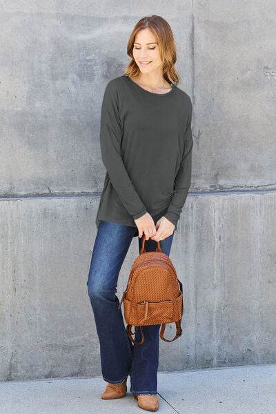 Basic Bae Full Size Round Neck Dropped Shoulder T-Shirt - Hovatok