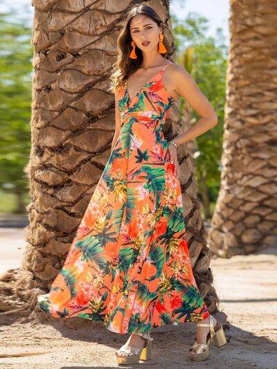 Twisted Printed V-Neck Cami Dress - Hovatok