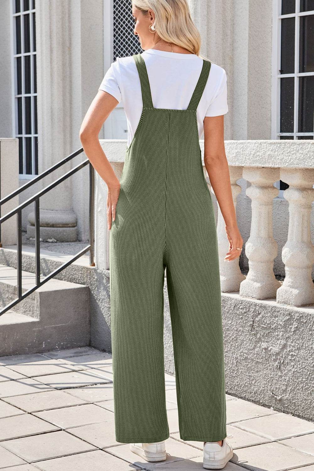 Lovelet Square Neck Wide Strap Overalls with Pockets - Hovatok