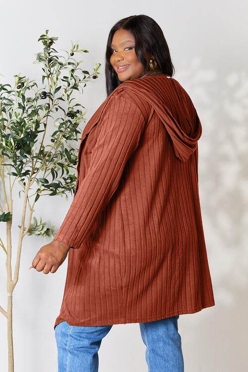 Basic Bae Full Size Hooded Sweater Cardigan - Hovatok
