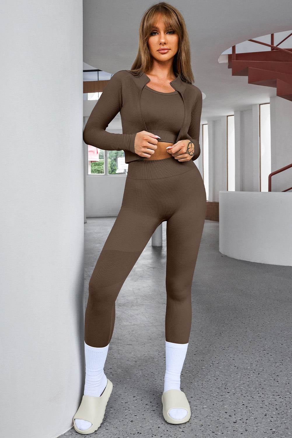 Tank Cropped Active Top and Pants Set - Hovatok