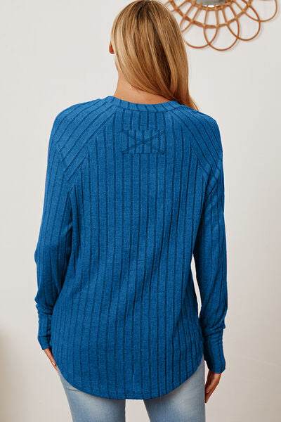 Basic Bae Full Size Ribbed Thumbhole Sleeve T-Shirt - Hovatok
