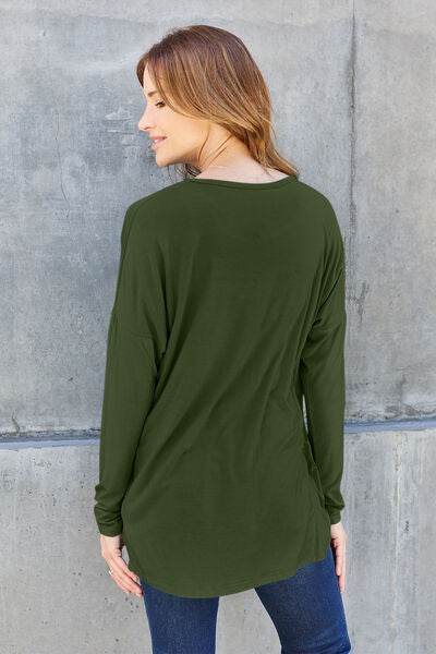 Basic Bae Full Size Round Neck Dropped Shoulder T-Shirt - Hovatok