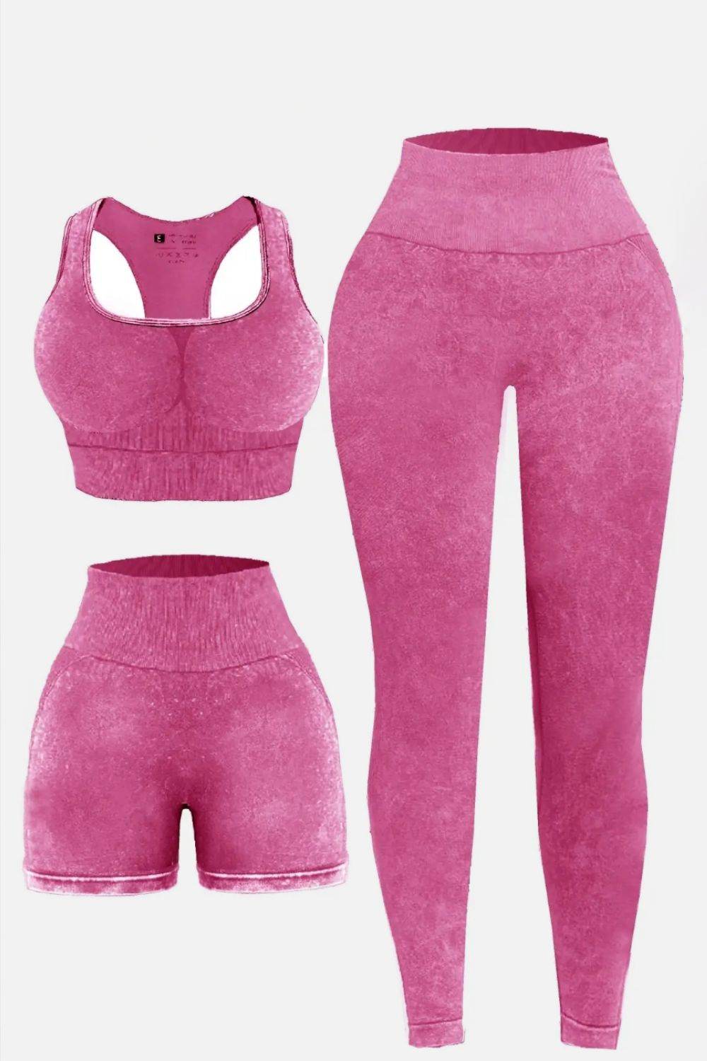 3 Piece Washed Square Neck Wide Strap Active Set - Hovatok