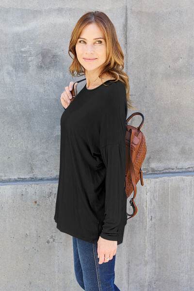 Basic Bae Full Size Round Neck Dropped Shoulder T-Shirt - Hovatok