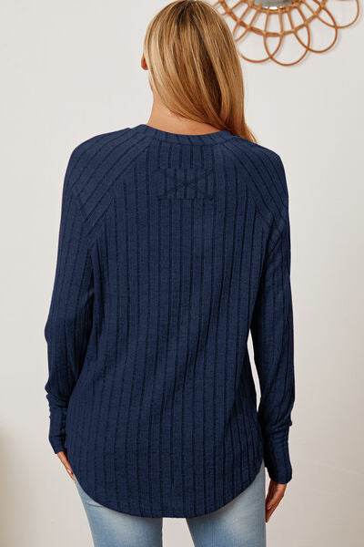Basic Bae Full Size Ribbed Thumbhole Sleeve T-Shirt - Hovatok