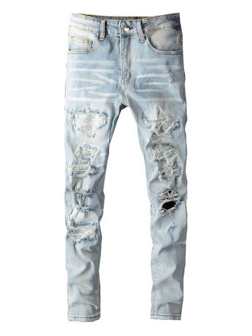 Men's Distressed Jeans with Pockets - Hovatok