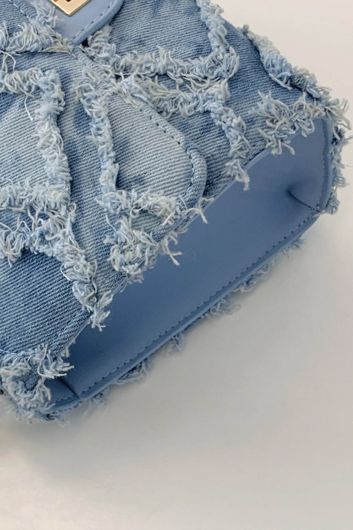Raw Hem Denim Crossbody Bag - Hovatok