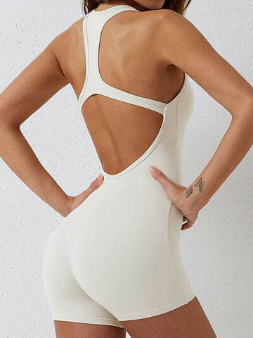 Basic Bae Cutout Racerback Sleeveless Active Romper - Hovatok
