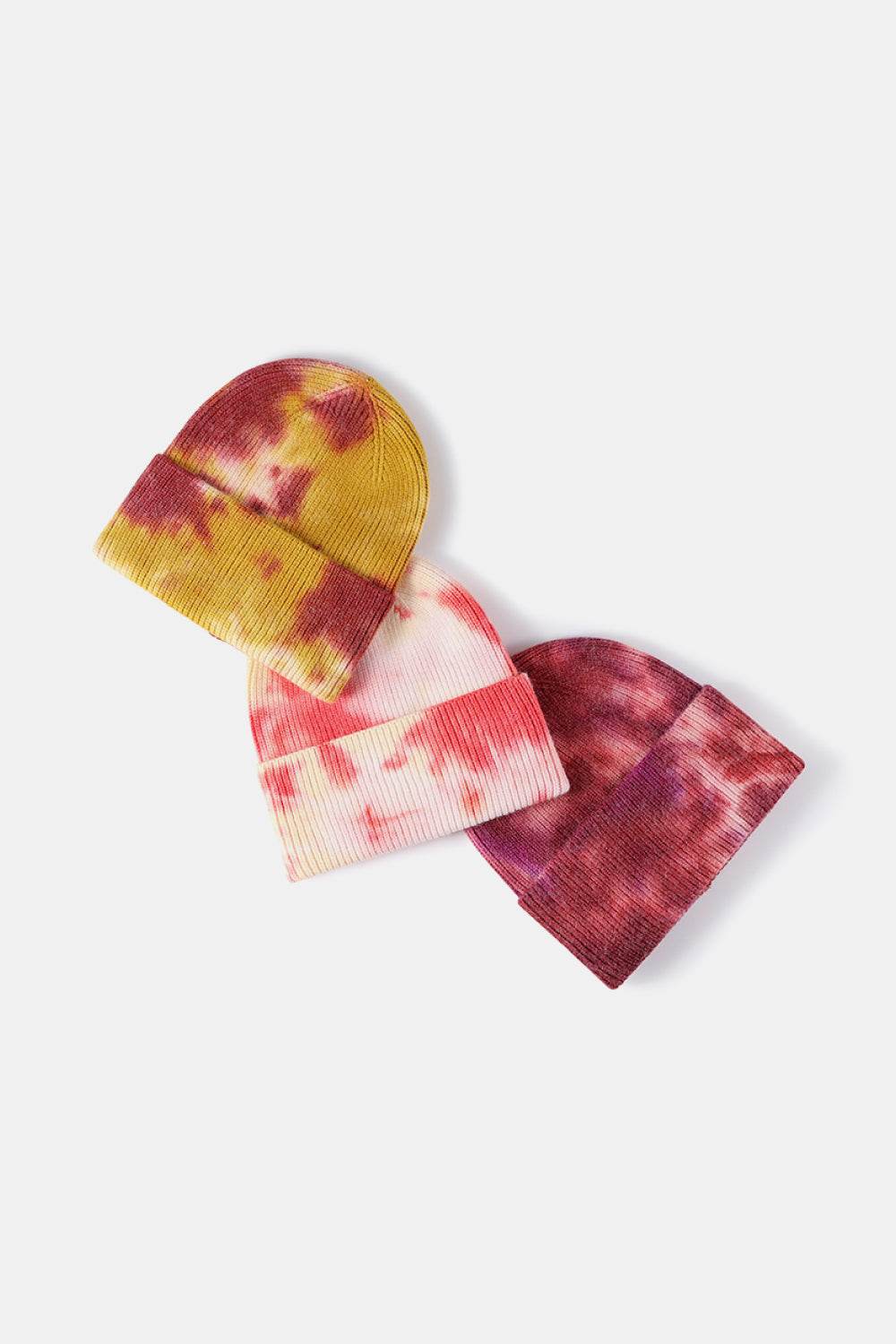 Tie-Dye Cuffed Rib-Knit Beanie Hat - Hovatok