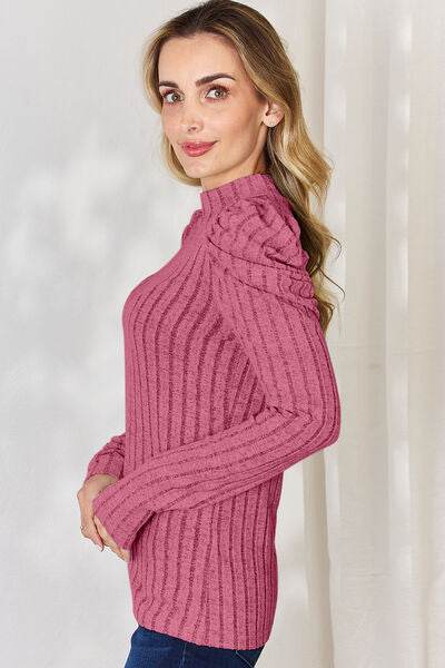Basic Bae Full Size Ribbed Mock Neck Puff Sleeve T-Shirt - Hovatok