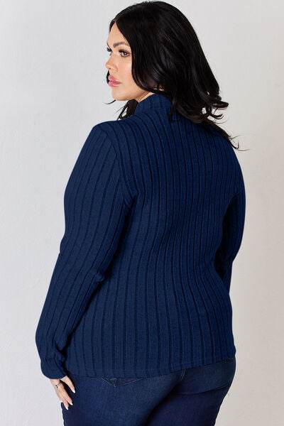 Basic Bae Full Size Ribbed Mock Neck Long Sleeve T-Shirt - Hovatok
