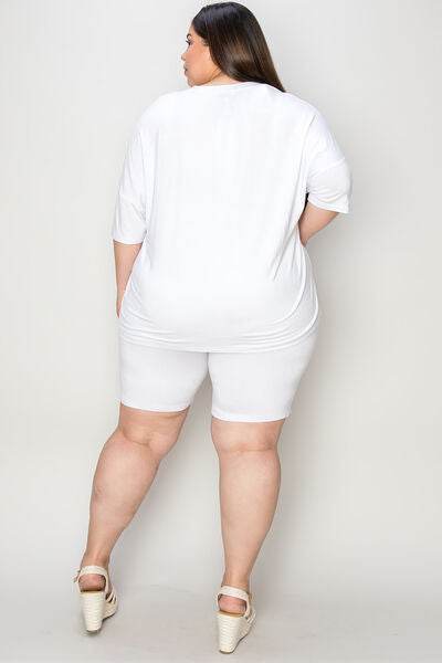 Basic Bae Bamboo Full Size V-Neck Drop Shoulder T-Shirt and Shorts Set - Hovatok