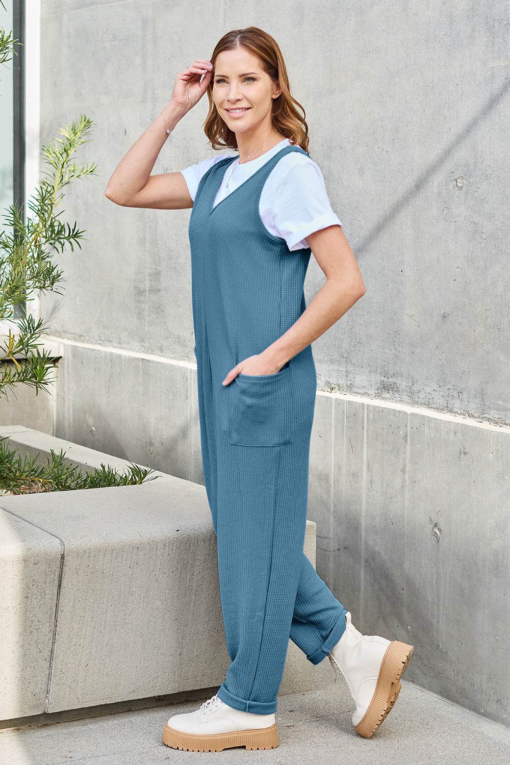 Double Take Full Size Sleeveless Straight Jumpsuit - Hovatok