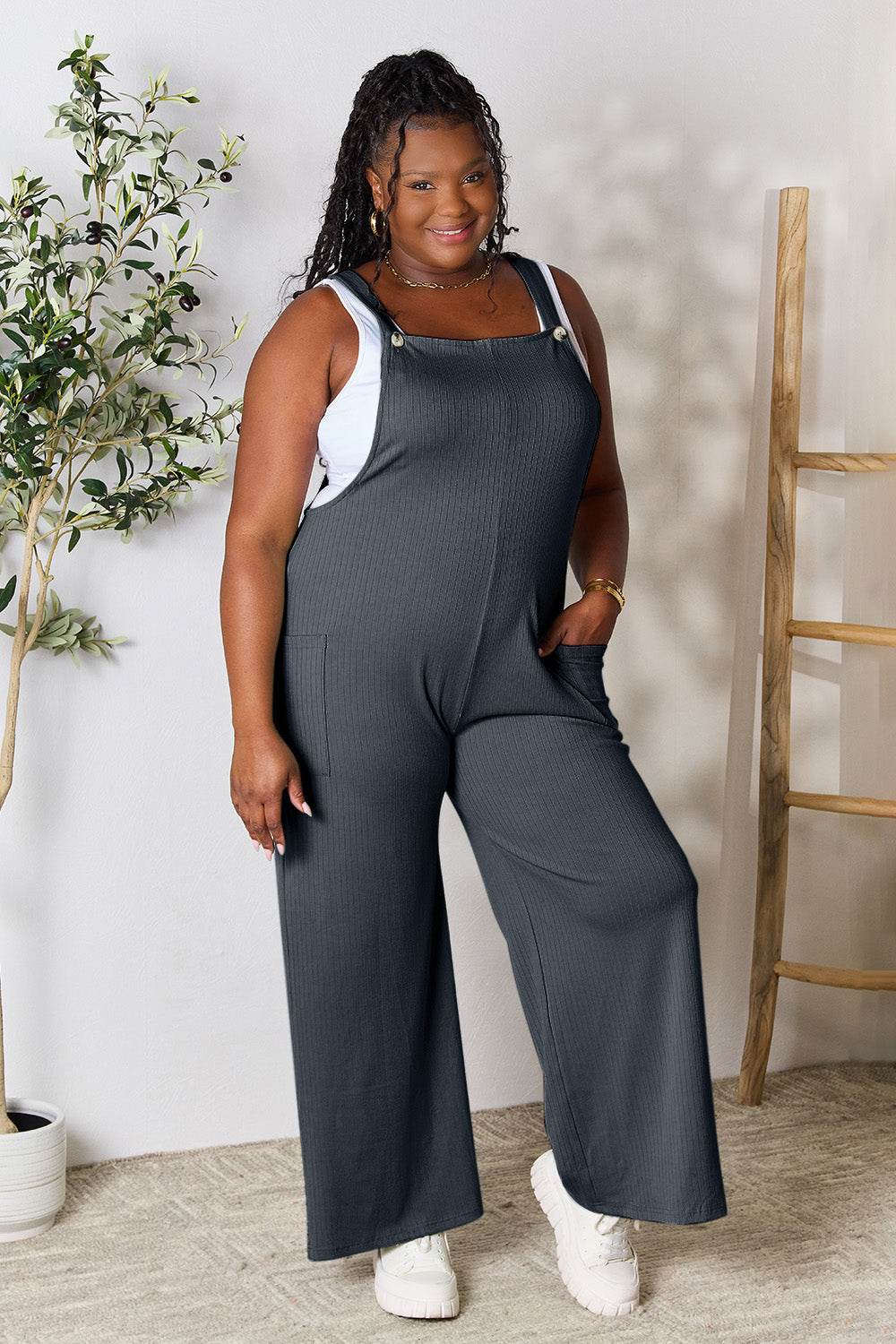 Double Take Full Size Wide Strap Overall with Pockets - Hovatok