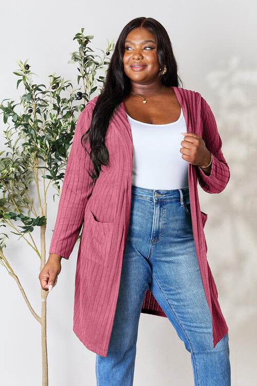 Basic Bae Full Size Hooded Sweater Cardigan - Hovatok