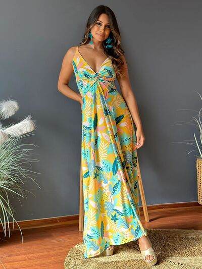 Twisted Printed V-Neck Cami Dress - Hovatok
