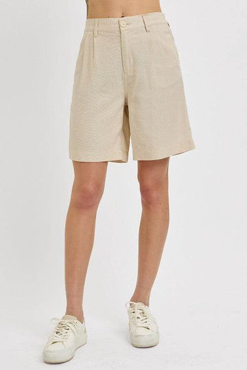 RISEN High Rise Pleated Front Shorts - Hovatok