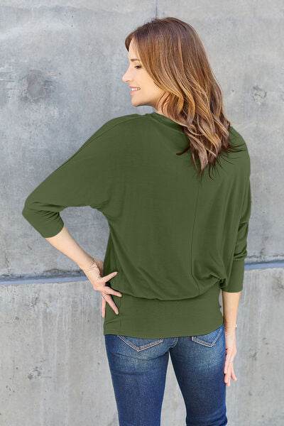 Basic Bae Full Size Round Neck Batwing Sleeve Top - Hovatok
