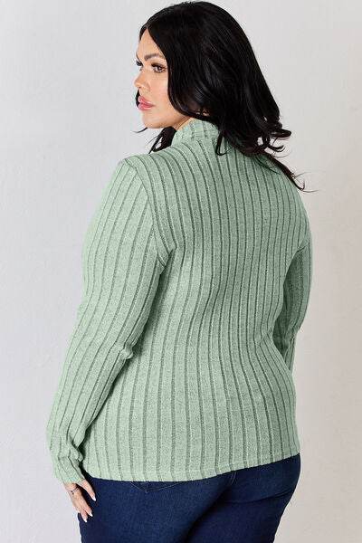 Basic Bae Full Size Ribbed Mock Neck Long Sleeve T-Shirt - Hovatok