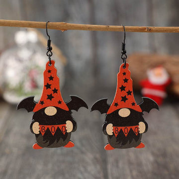 Wooden Point Hat Gnome Shape Earrings - Hovatok