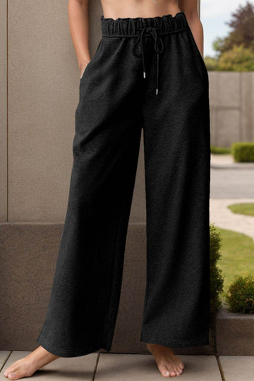 Drawstring Wide Leg Active Pants - Hovatok